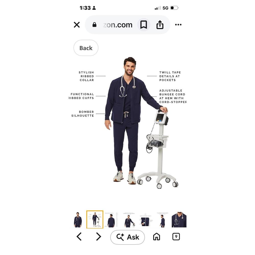 Figs Technical Collection Zapote Jacket Men M Scrubs Navy Full Zip Healthcare - Picture 2 of 13